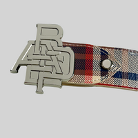 Logo Plaid Leather Belt